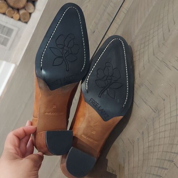 Free Lance Tan Leather Laceless Heeled Oxford Sz 38 - Picture 7 of 12